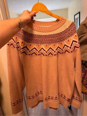 Kari Traa Pink Patterned Crew Neck Sweater